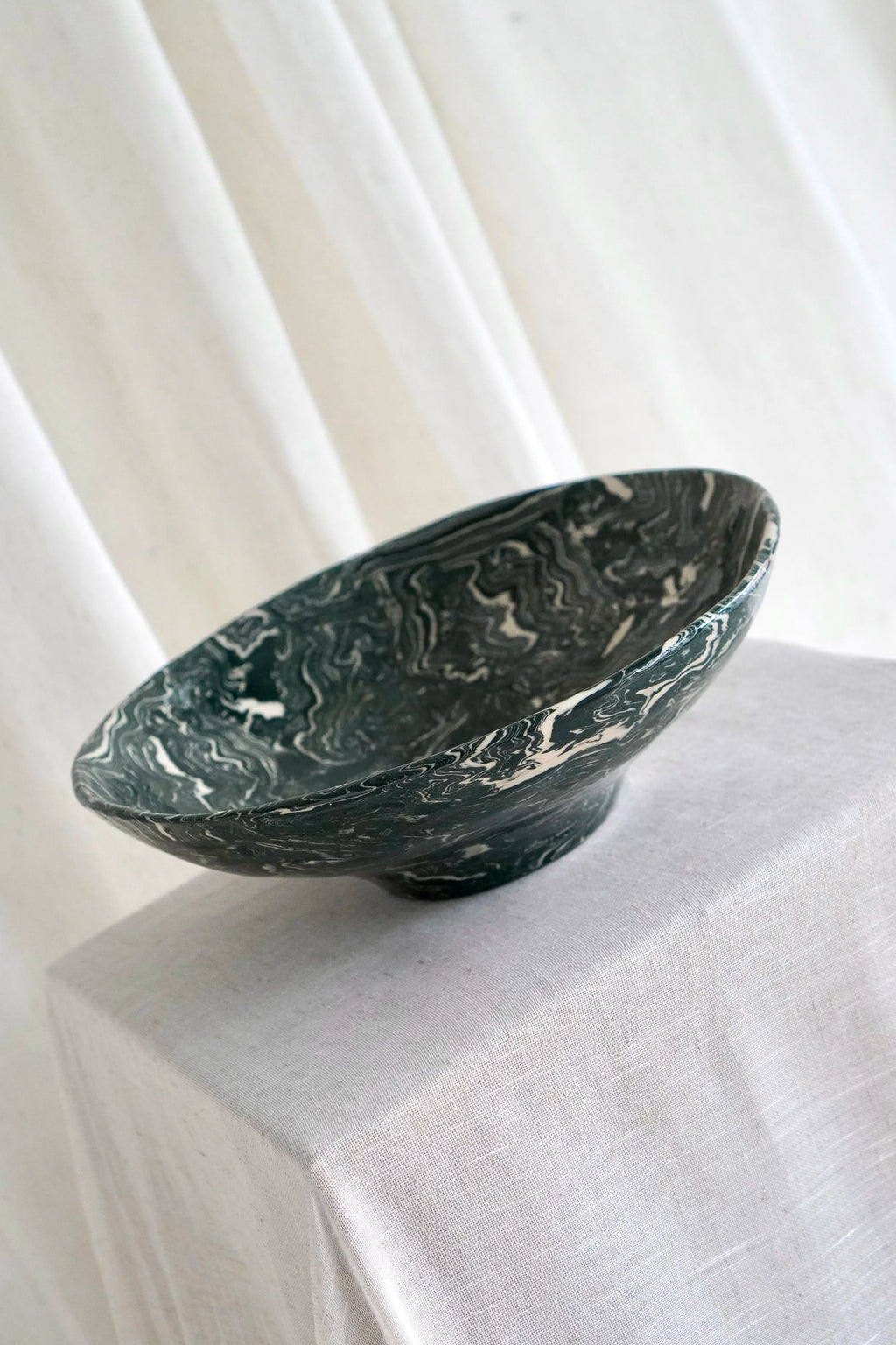 Marbled Fruit Bowl in Teal by Tantri Mustika