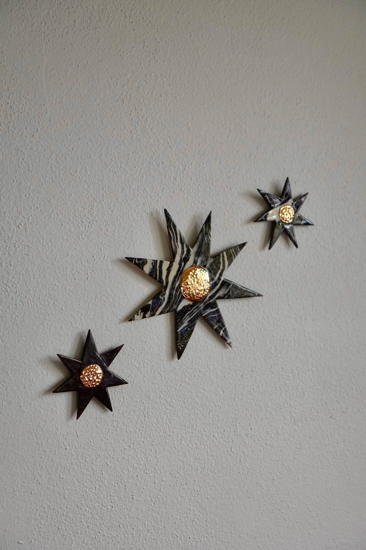 Marbled Wallflower Trio in Carbon No. 2 by Tantri Mustika
