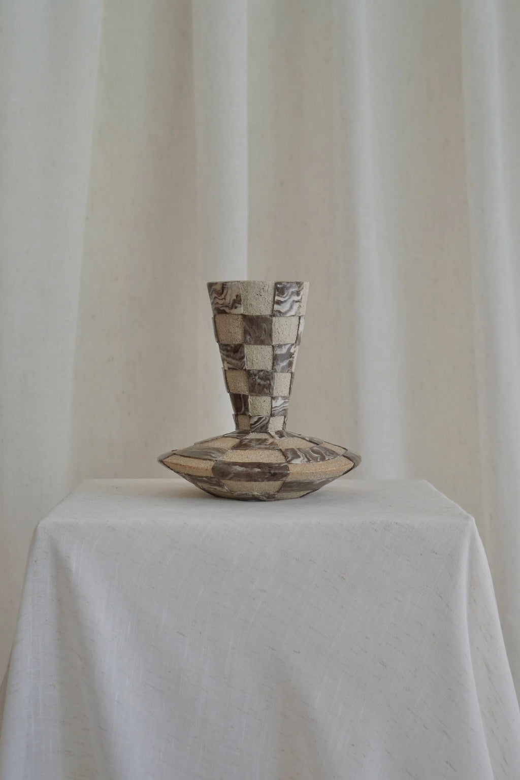 Marmoreal Checkered Vase by Tantri Mustika