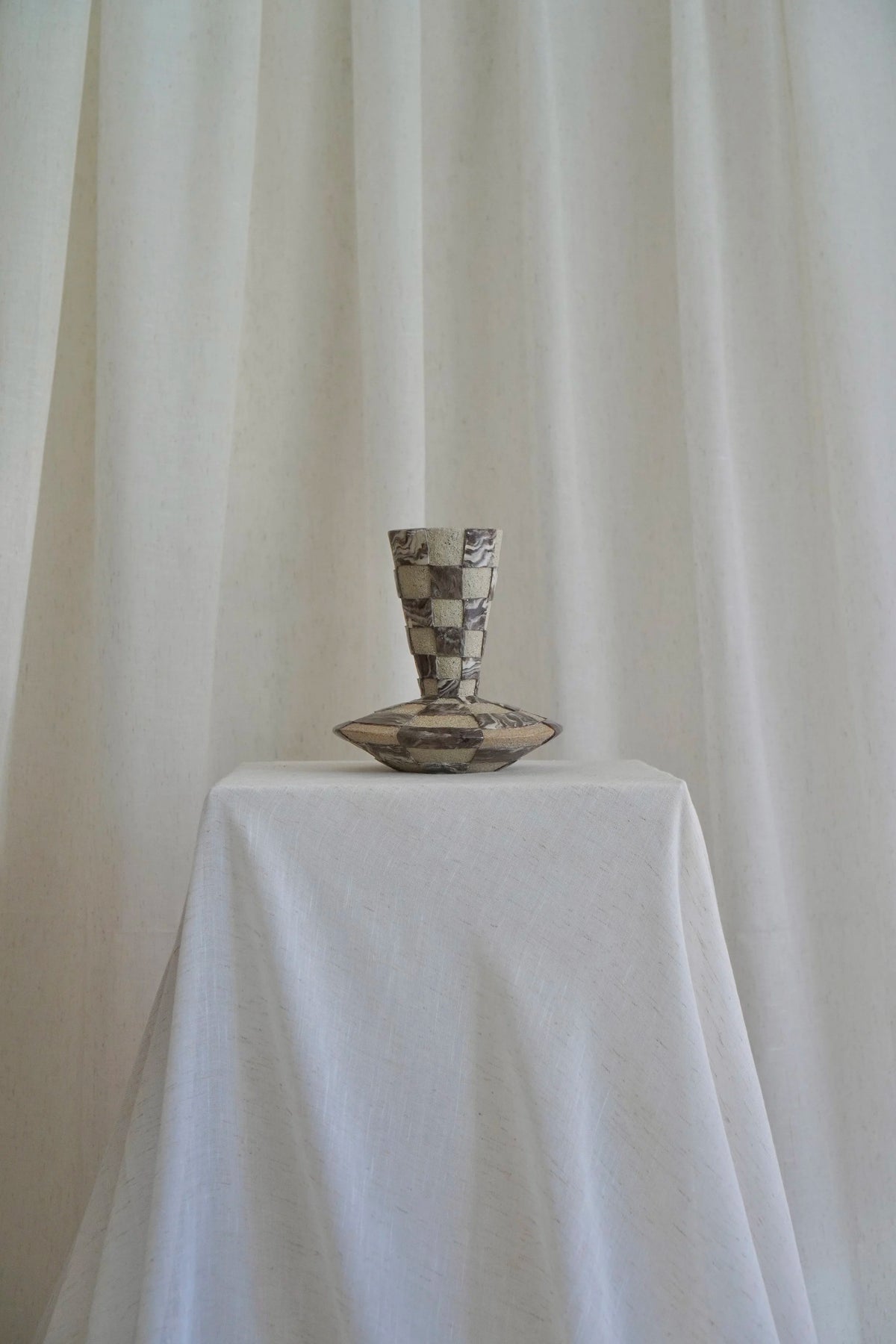 Marmoreal Checkered Vase by Tantri Mustika