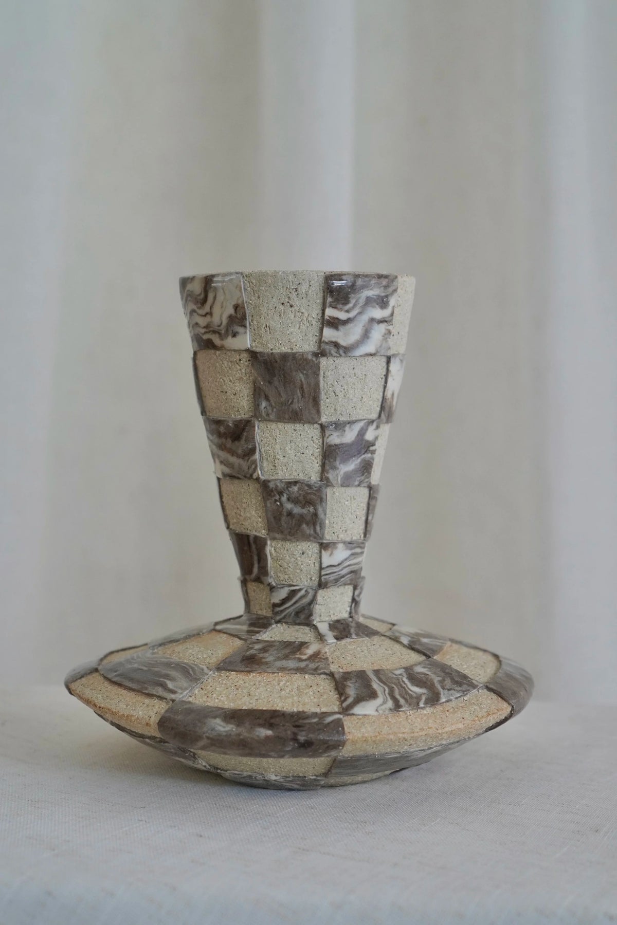 Marmoreal Checkered Vase by Tantri Mustika