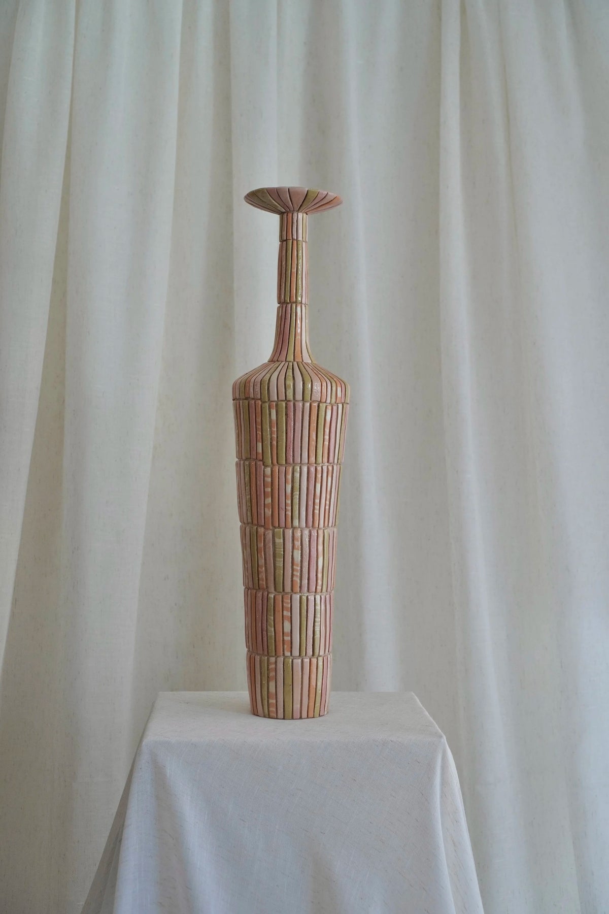 Marmoreal Striated Vase by Tantri Mustika