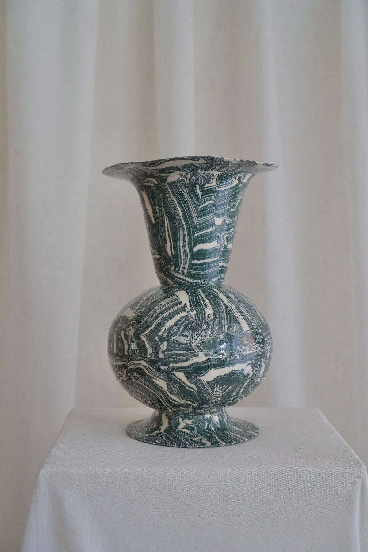 Marbled Relic Vase in Teal by Tantri Mustika