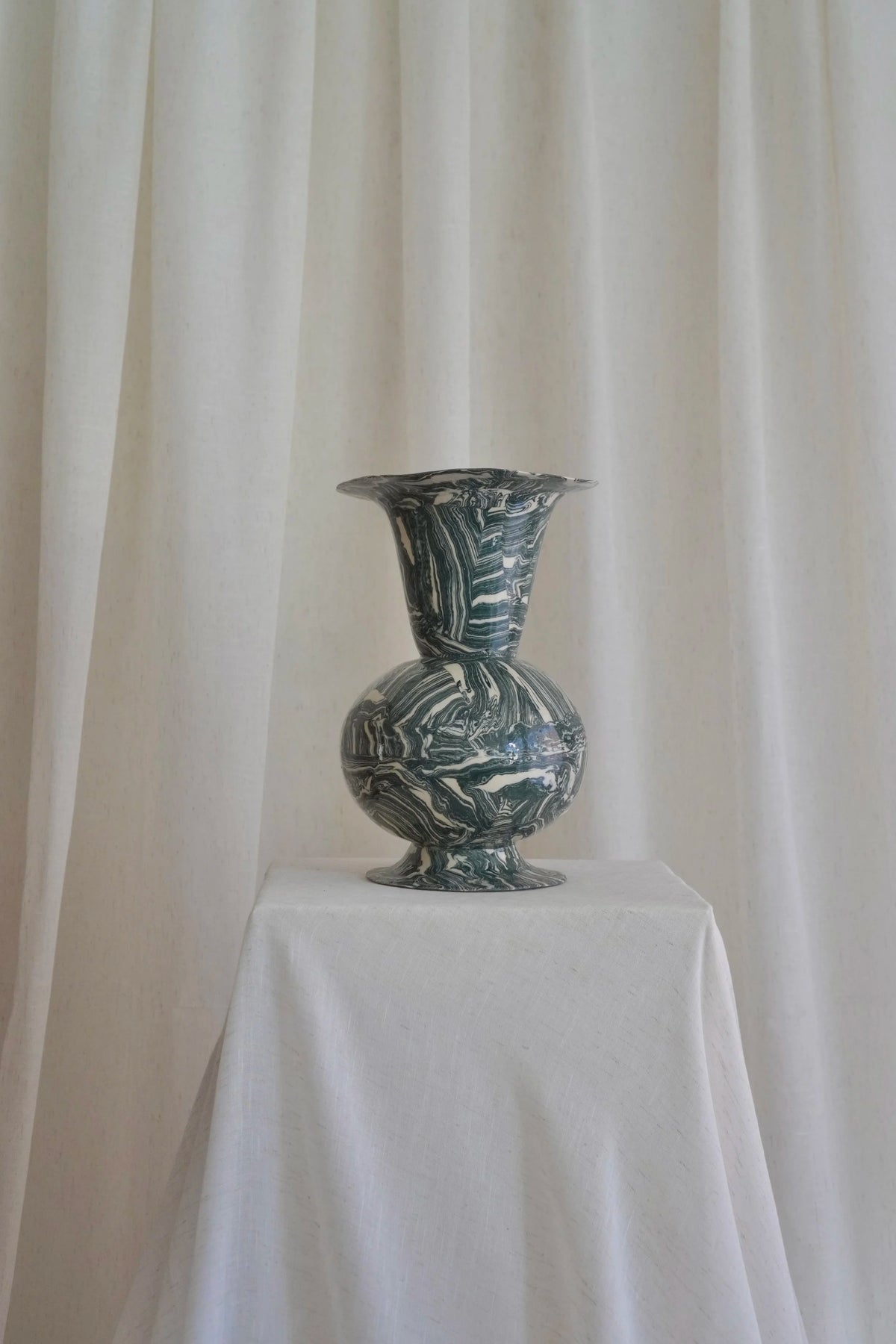Marbled Relic Vase in Teal by Tantri Mustika