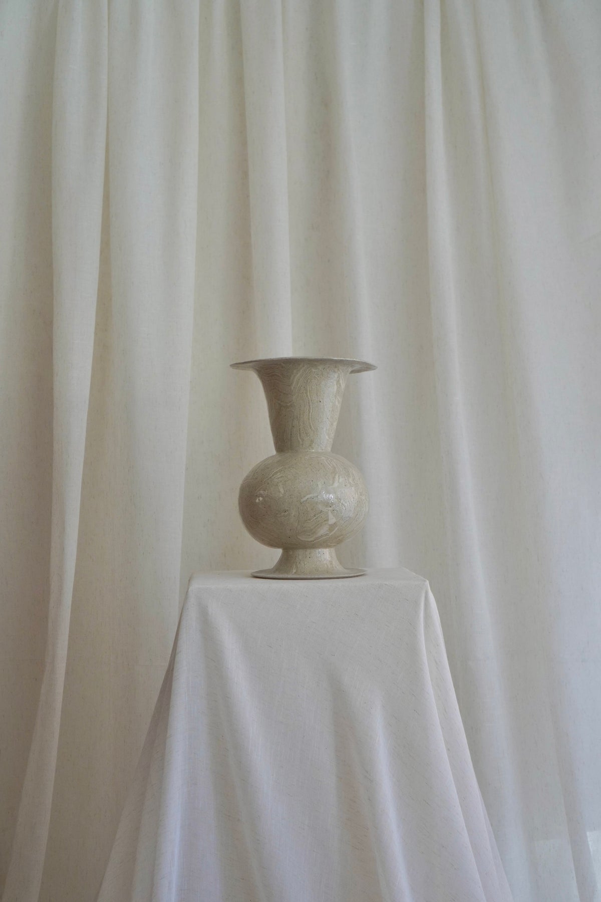 Marbled Relic Vase in Oat by Tantri Mustika