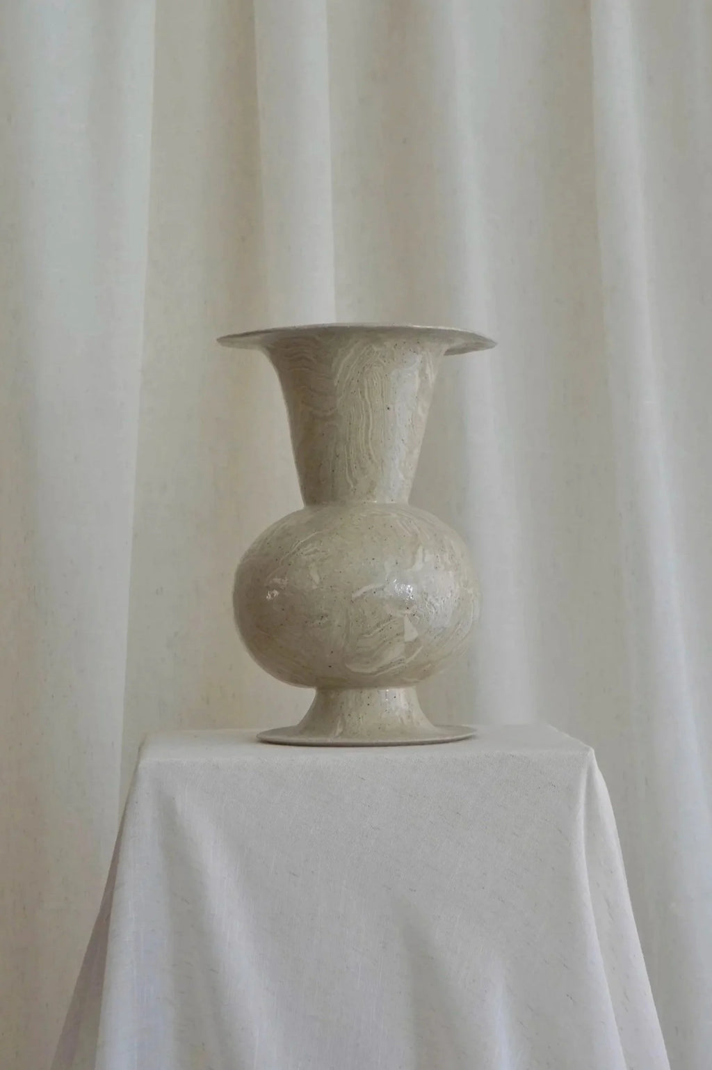 Marbled Relic Vase in Oat by Tantri Mustika