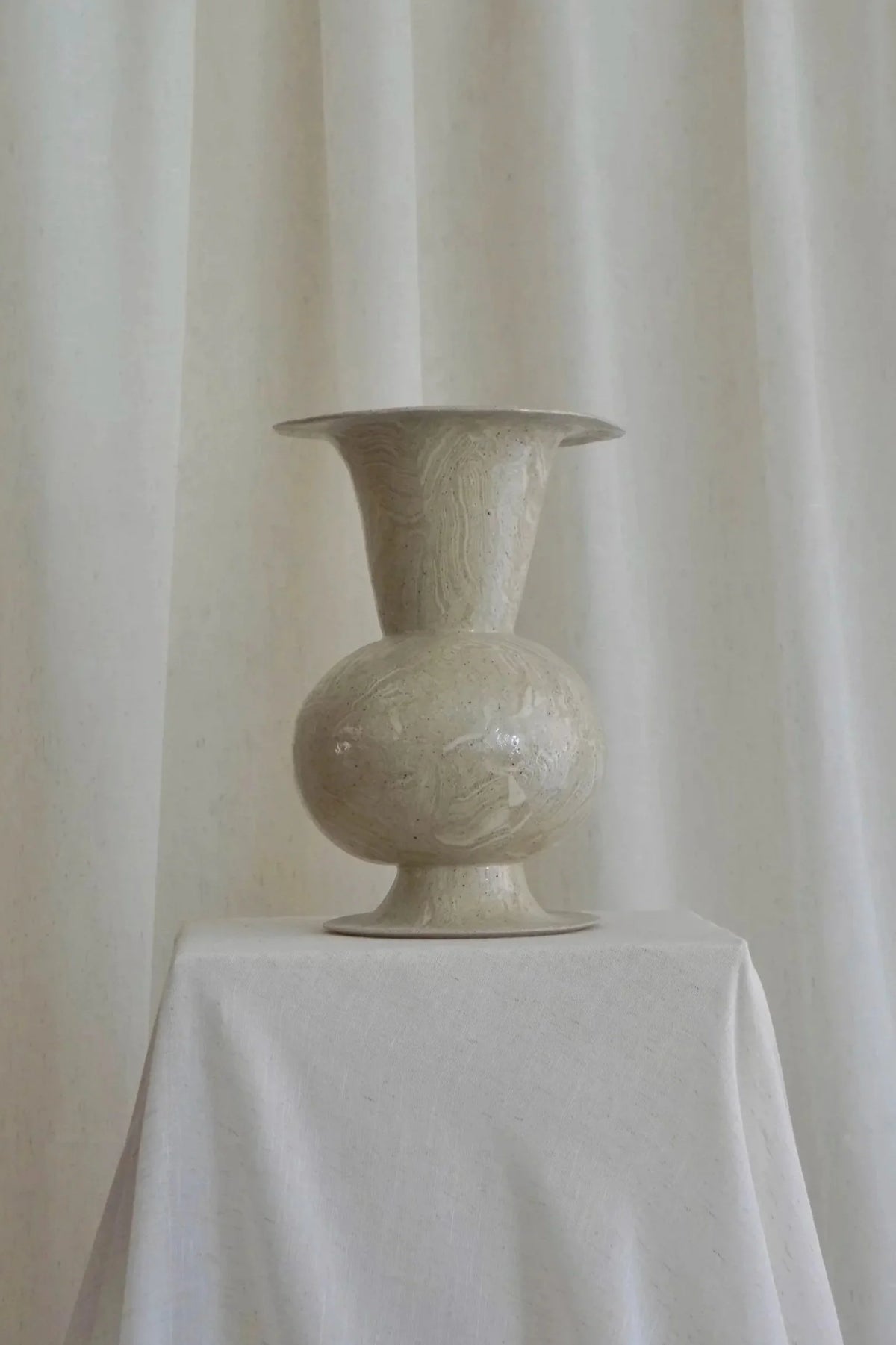 Marbled Relic Vase in Oat by Tantri Mustika