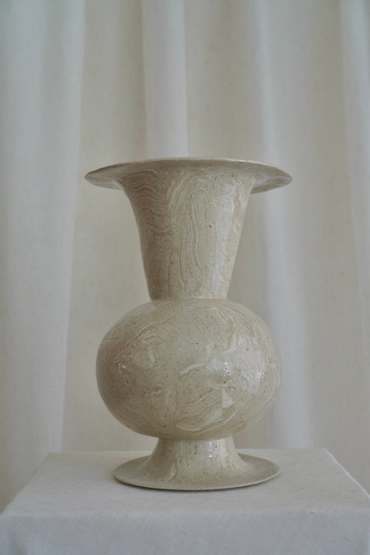 Marbled Relic Vase in Oat by Tantri Mustika