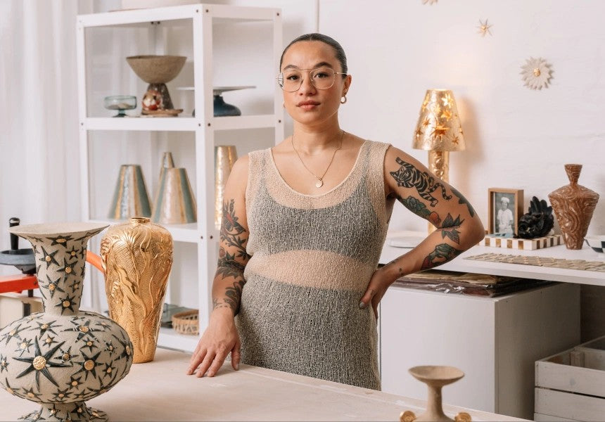 Tantri Mustika in her studio, photographed by Phoebe Powell for Broadsheet