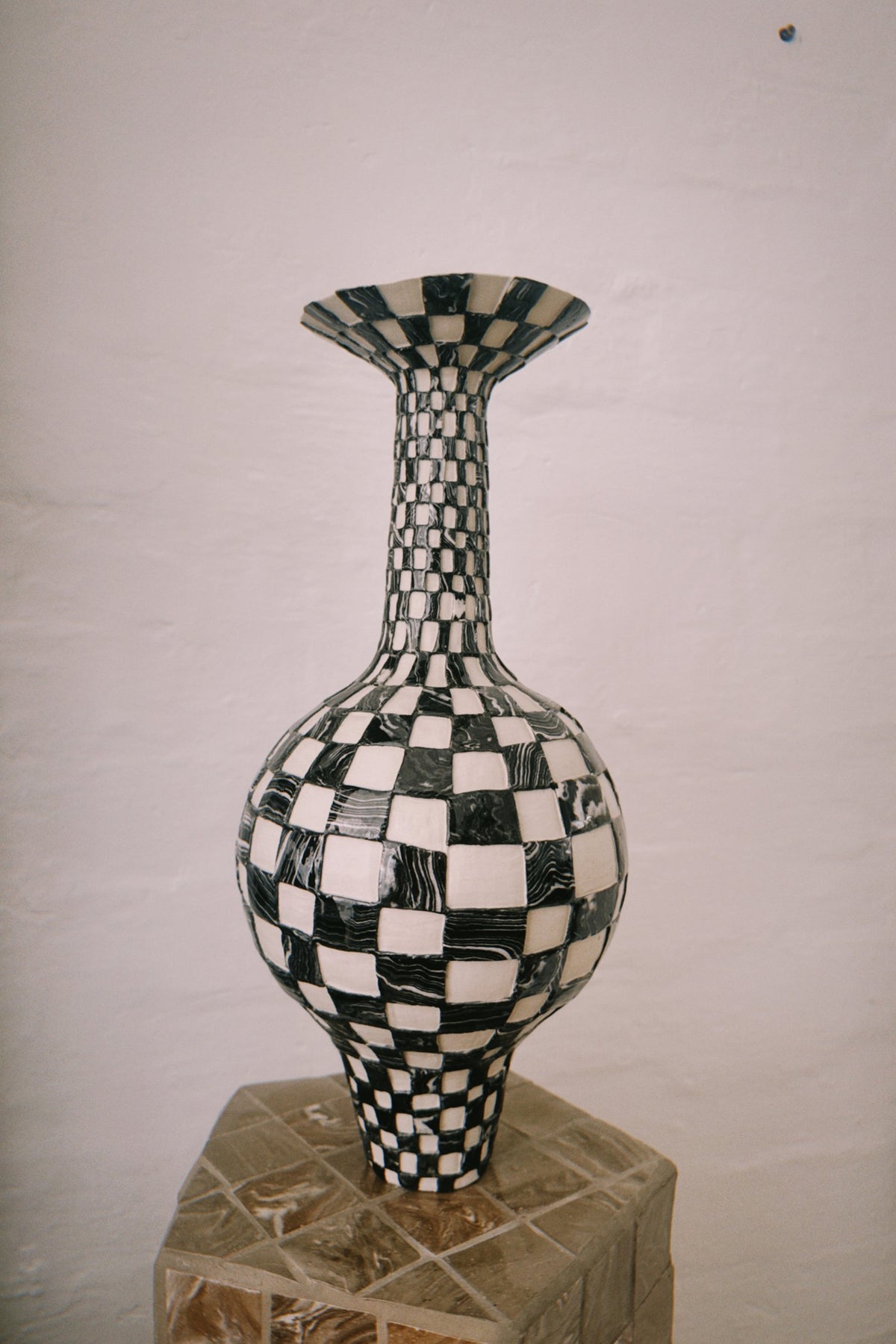 Checkered bottle, Marmoreal, by Tantri Mustika
