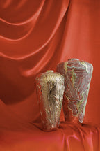 Panas Vessel and Golden Ukiran Bunga Vessel by Tantri Mustika