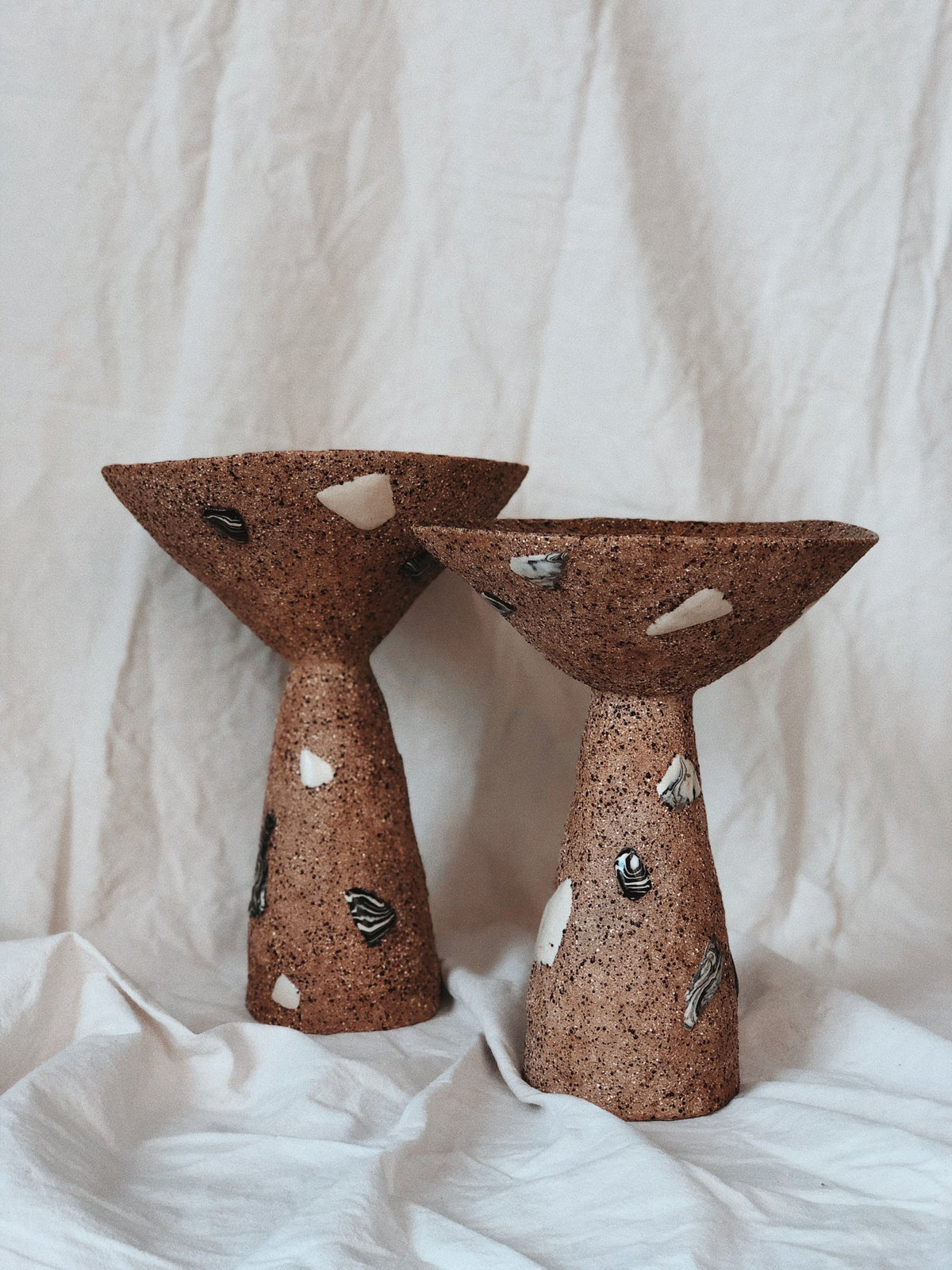 A pair of footed Relic bowls, from Tantri Mustika’s terrazzo Relics series
